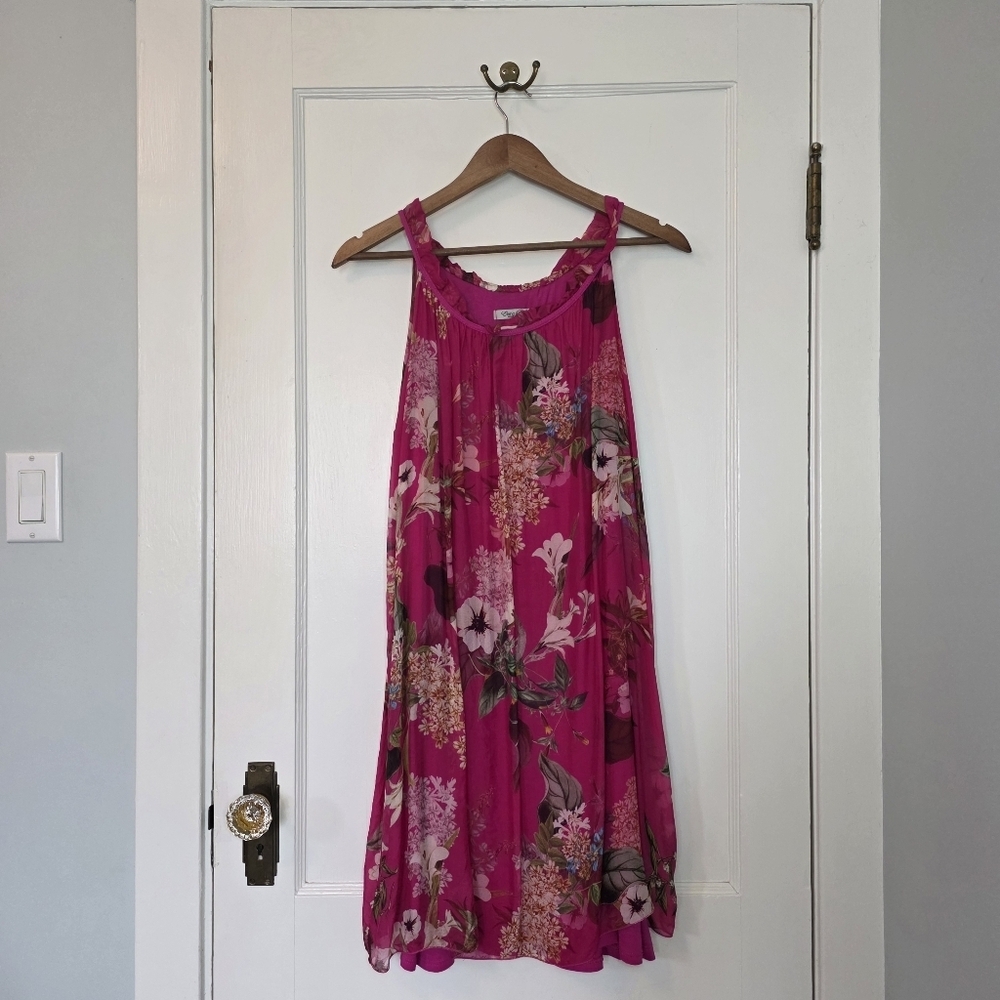 Elena Baldi Italian Silk Foral Sundress – Size S – Fuchsia